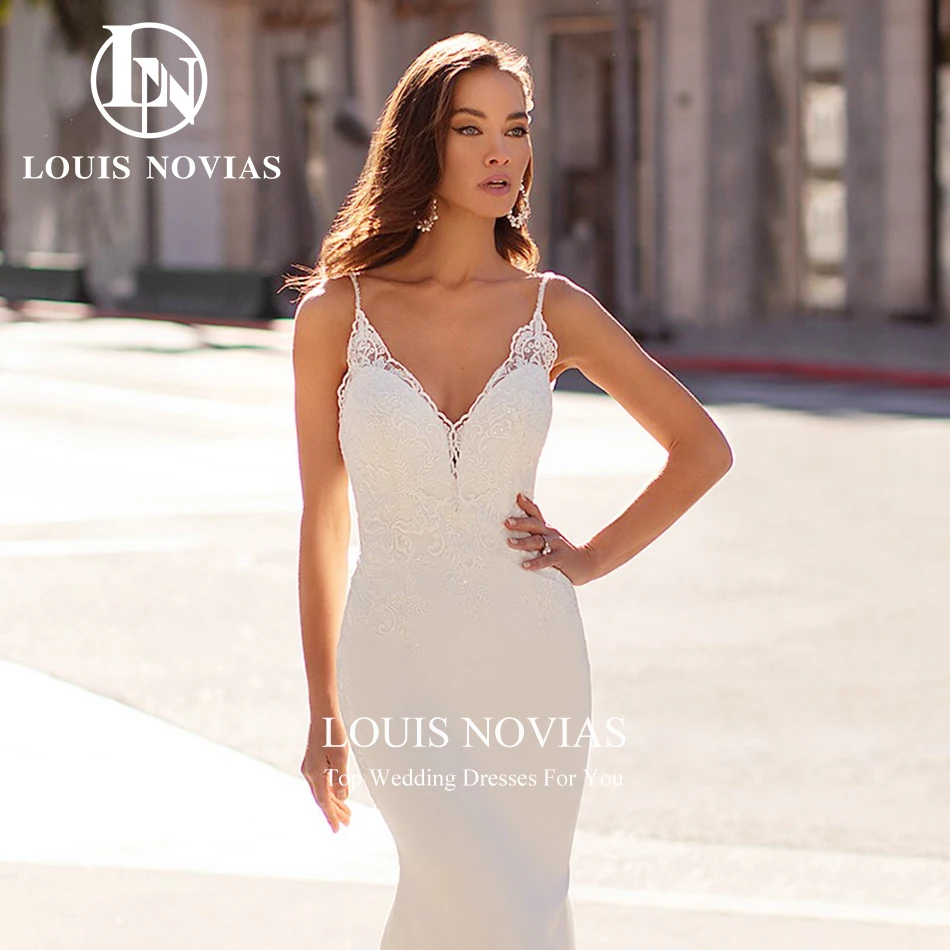 LOUIS NOVIAS-Vestidos de casamento sereia para mulher, spaghetti clássicos, apliques querida, vestido de casamento, 2022