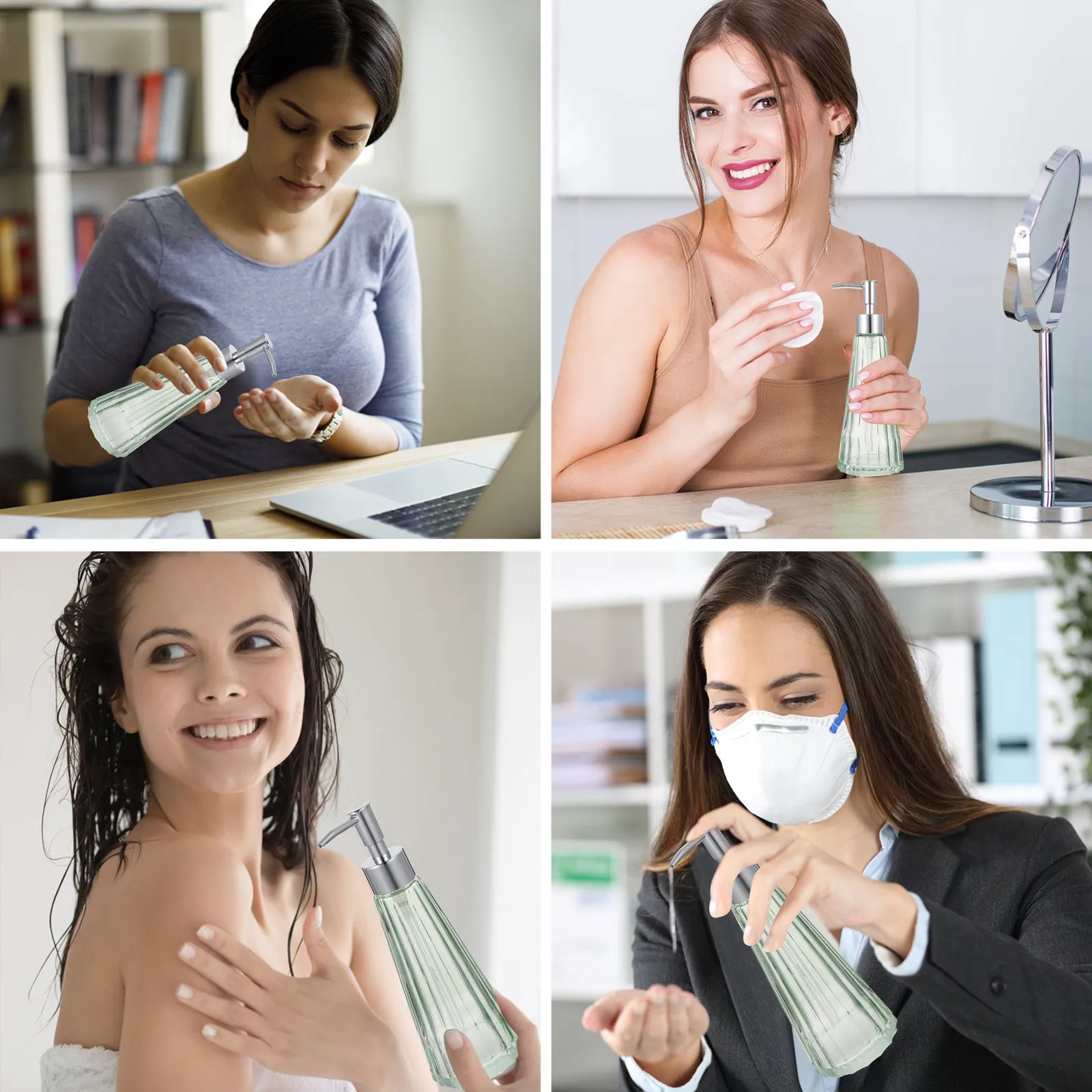 

1 шт. Европейский стильный флакон для лосьона из премиального стекла, контейнер для ванной комнаты с гладким уплотнением, дополнительная емкость для жидкого мыла и шампуня