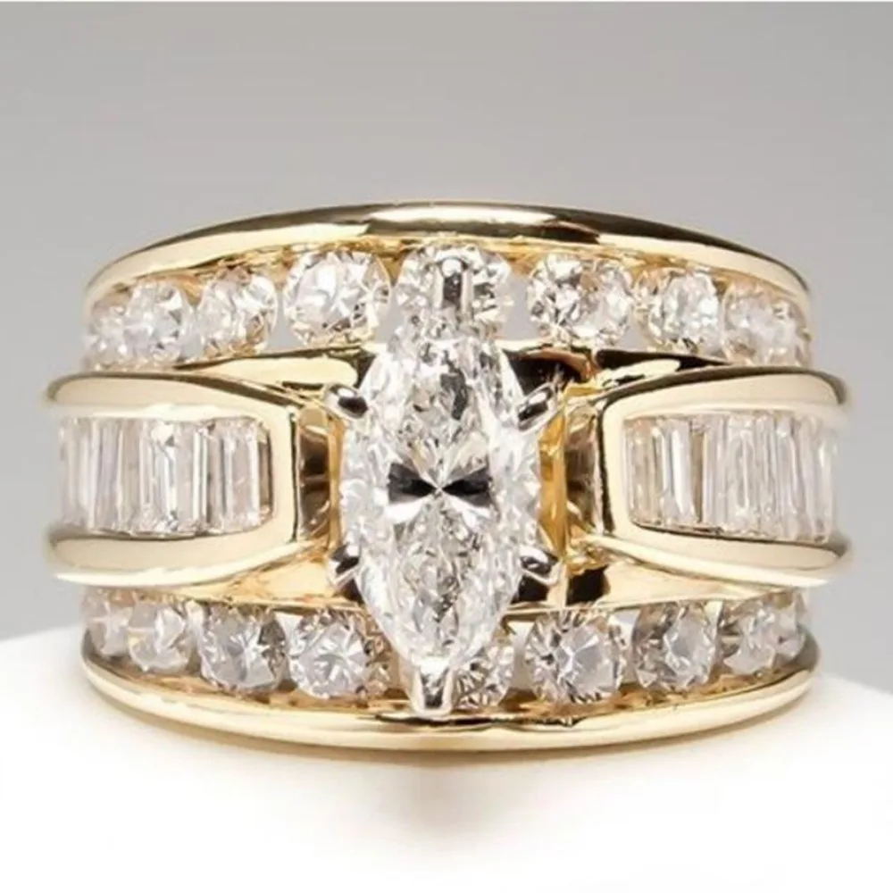 Bagues larges en acier inoxydable pour femmes, breloque classique de haute qualité, Zircon 5A, fiançailles, mariée, mariage, créateur de mode, bijoux cadeau