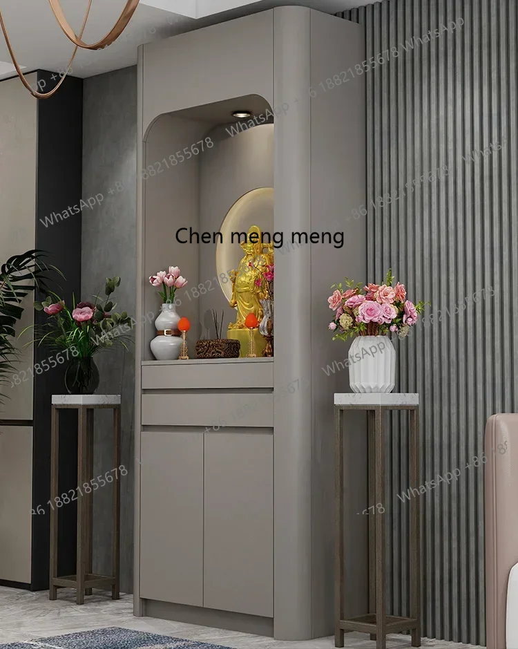 Buddhist Niches Chinese-style Vertical Cabinets Modern Light Luxury Shrine Cabinets Solid Wood Buddhist Niches Serving Tables