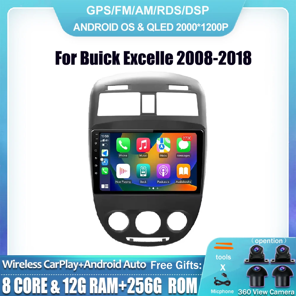 

10,1-дюймовый QLED IPS-экран Android 14, автомобильный радиоплеер для Buick Excelle 2008-2018, мультимедийное видео, GPS-навигация BT WIFI 4G