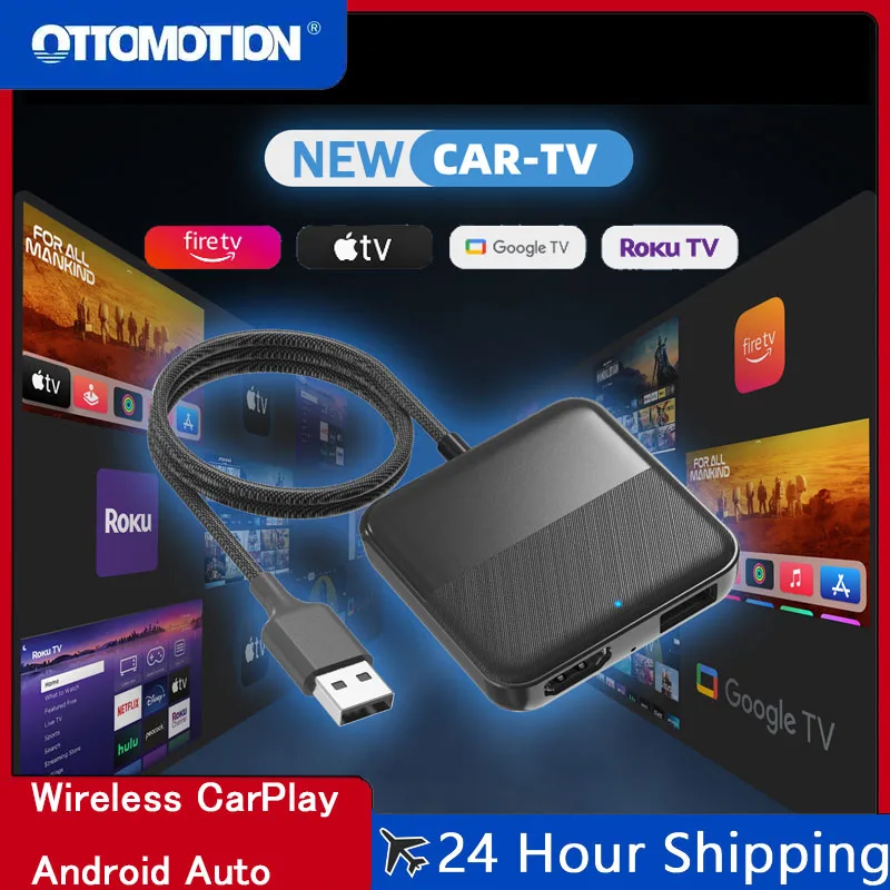 

OTTOMOTION Car Tv Mate HDMI Multimedia Adapter Wired to Wireless Carplay Video Converter for Google Android TV Stick Game Box