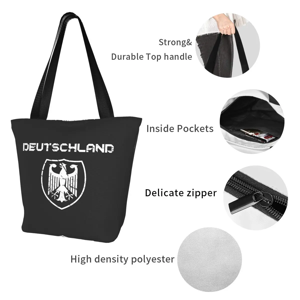 حقيبة تسوق من German Eagle حقيبة كتف قماشية ذات سعة كبيرة للمتسوقين وحقيبة يد للبقالة للنساء #3