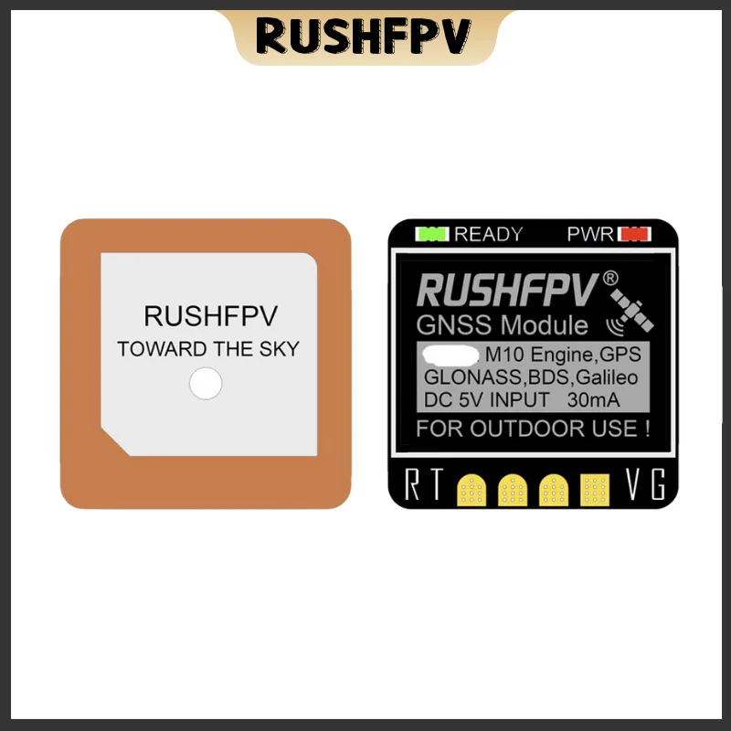 RUSHFPV GNSS MINI M10 UBX NMEA 듀얼 프로토콜 GPS 모듈, RC 비행기용 세라믹 안테나 내장, FPV 장거리