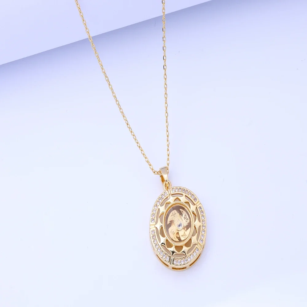 قلادة دوارة مرصعة بالألماس مستوحاة من الطراز العتيق، قلادة مجوهرات للجنسين للزينة الأنيقة