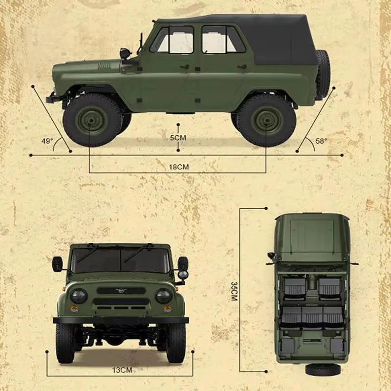 Wpl c94 Uaz-469 veículo de escalada off road com controle remoto