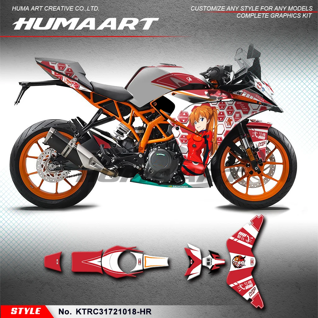 

HUMAART Racing Sticker Wrap Design for KTM RC 125 200 250 390 14 15 16 17 18 2019 2020 2021, KTRC31721018-HR
