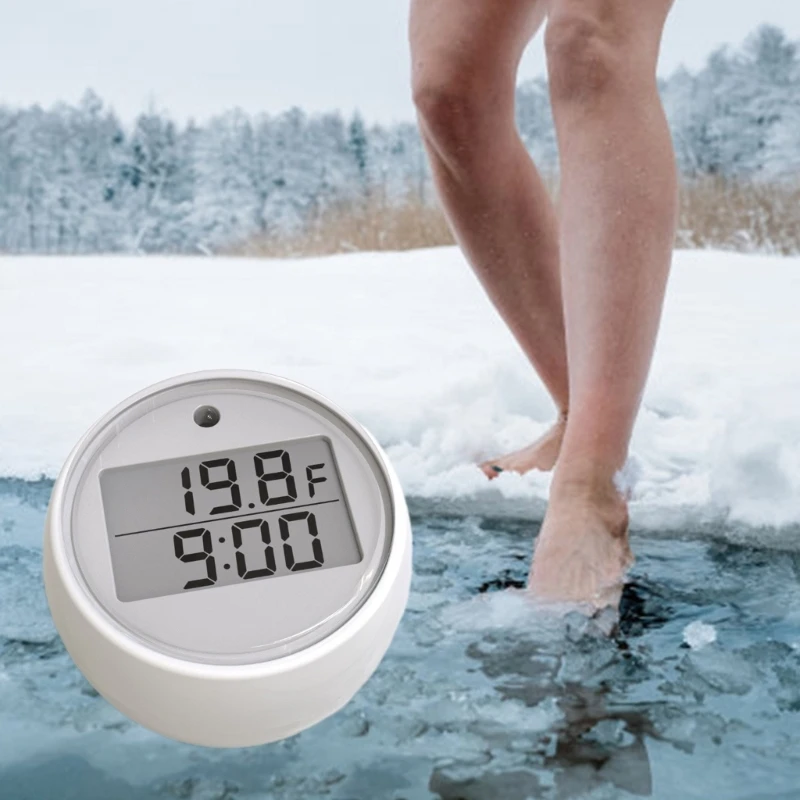 Digital Pool Thermometer Waterproof Swimming Pool Thermometer Floating EasyReads Ice Bath Thermometer & Timer