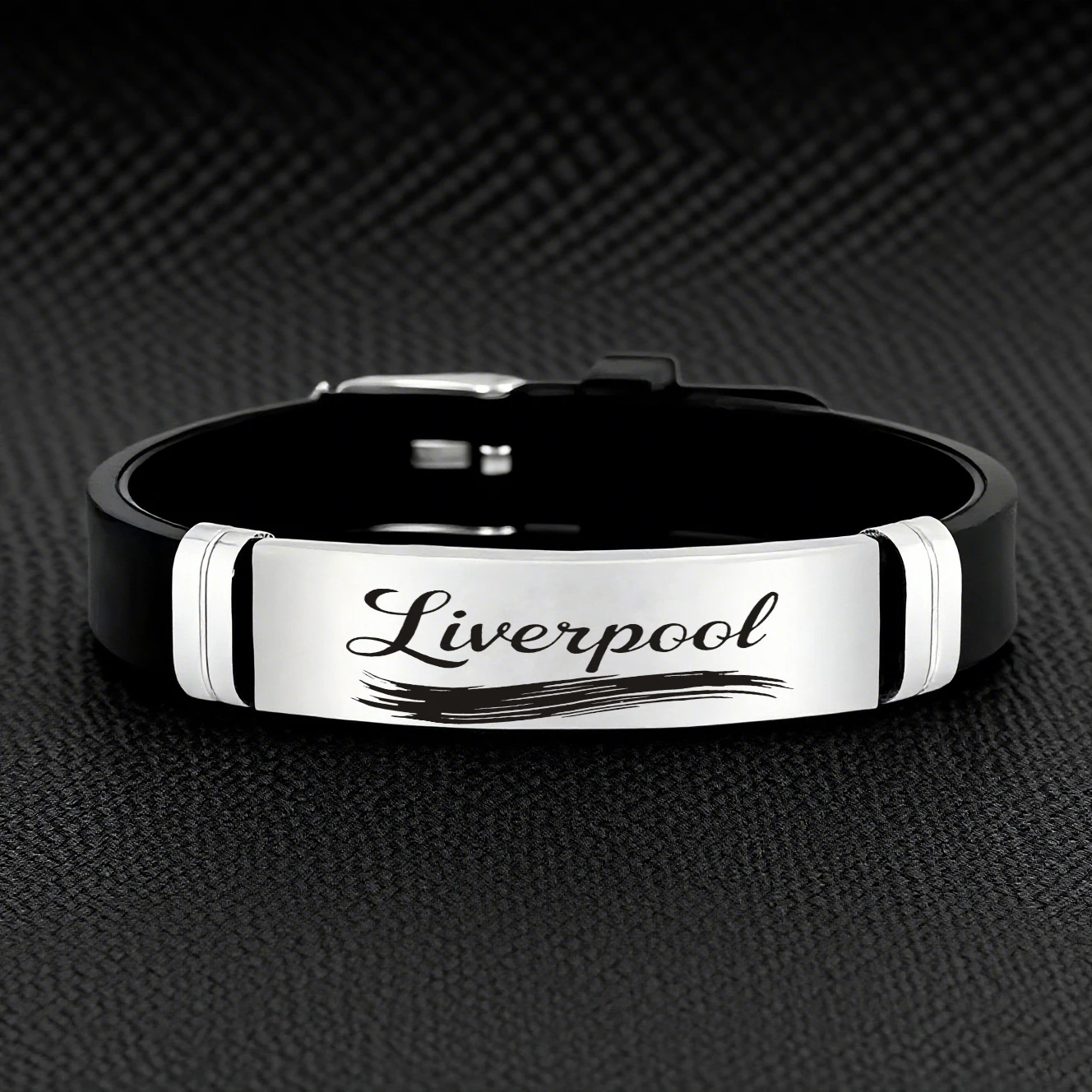 Accesorio cursivo elegante de fútbol de Liverpool, pulsera de silicona de acero inoxidable de estilo casual, para amigos que aman el Liverpool