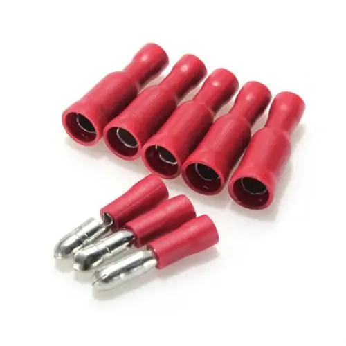 Terminali a crimpare con connettori bullet femmina e maschio assortiti rossi da 50 set