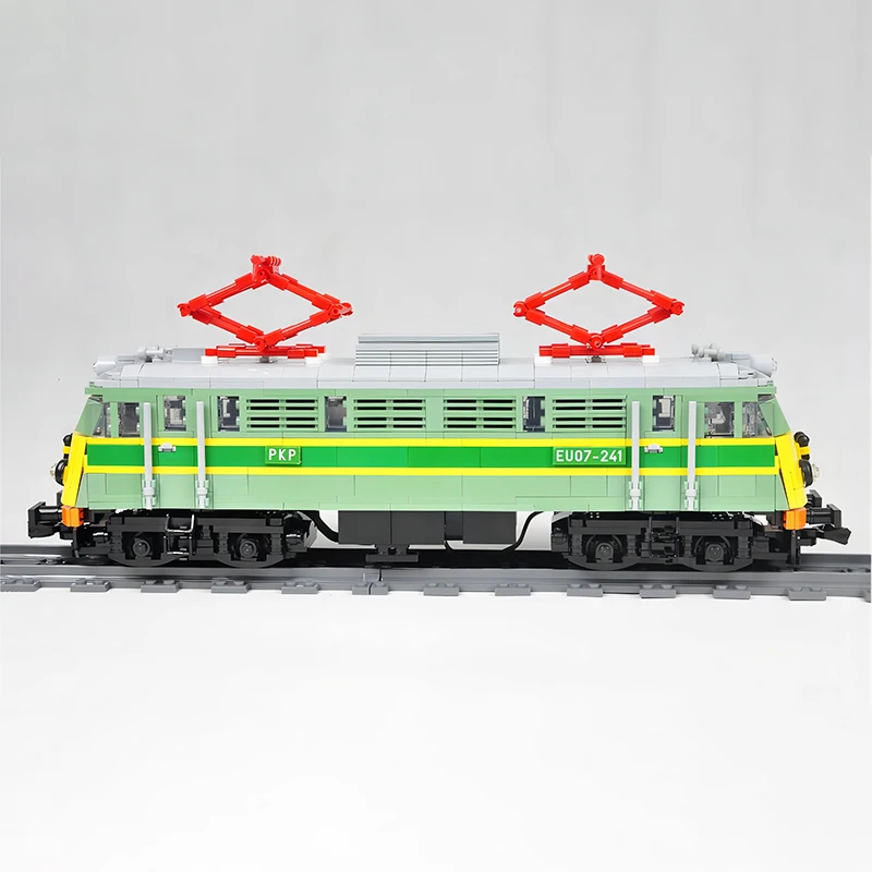 MOC Bausteine Gleise Kraftfahrzeuge EU07 Elektrische Lokomotive Eisenbahn Passagier Und Fracht Zug Senior Ziegel Spielzeug Geschenke