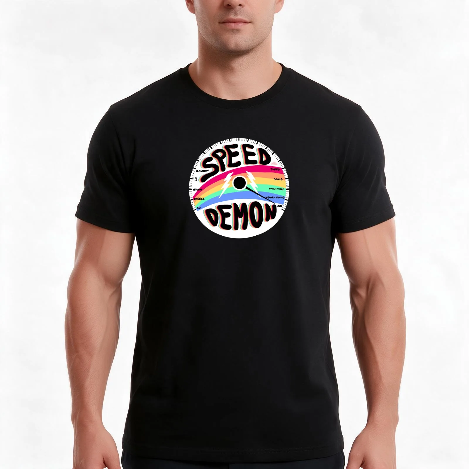 Speed Demon Speedometer T-Shirt, Summer Casual Cotton Tee, Oversized Streetwear Tops, Vintage Graphic Print, Unisex Men Women