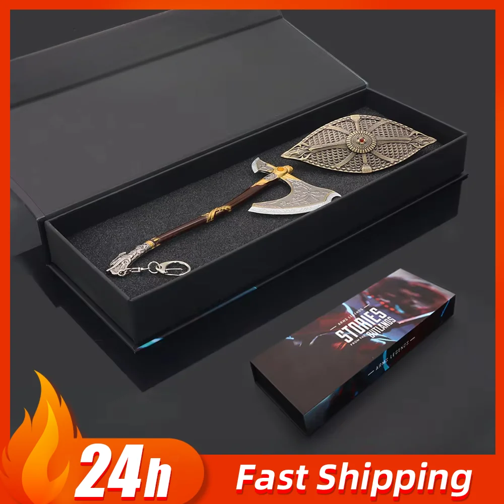 18 cm God of War Arme War Beast Axt Schild Axt Kratos Geschenk Verpackung Spiel Peripherie Samurai Waffe Voll Metall Cosplay spielzeug Geschenk