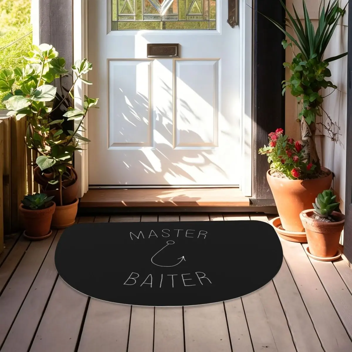 Master Baiter Soft Flannel Half Round Doormat Non Slip Bathroom Mat Absorbent Floor Carpet for Laundry Room Bathroom