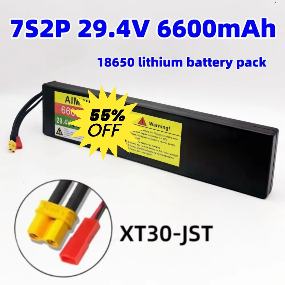 7S2P 29.4V 6600mAh Li-ion Rechargeable Battery Pack 18650 Cells  for High-Current Applications