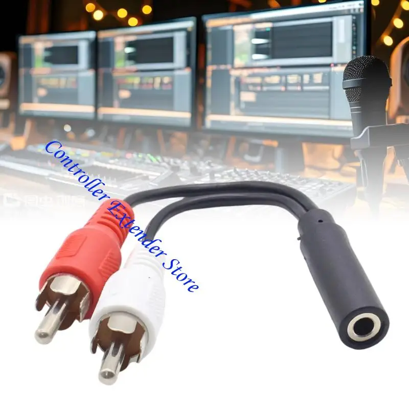 N84B 3.5mm Female to 2RCA Male Stereo Y Splitter Cable Adapter for Laptop Phone