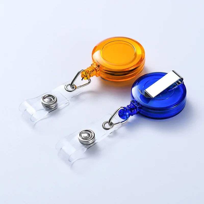 1Pc Transparent Badge Reel Easy To Pull ID Tag Clip for Working Permit Case Hadge Holder Pass Work Card Cover Badge Reels Clips