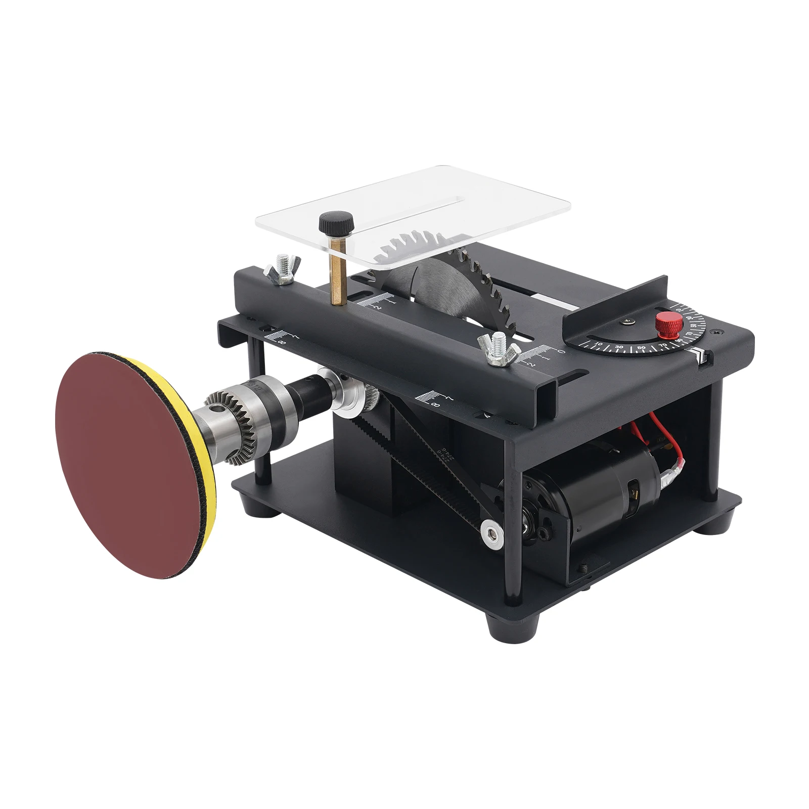 Minisierra de mesa de 200W para artesanía de madera, 10000RPM con guía angular y disco de pulido, herramienta de corte de precisión y fabricación de modelos DIY
