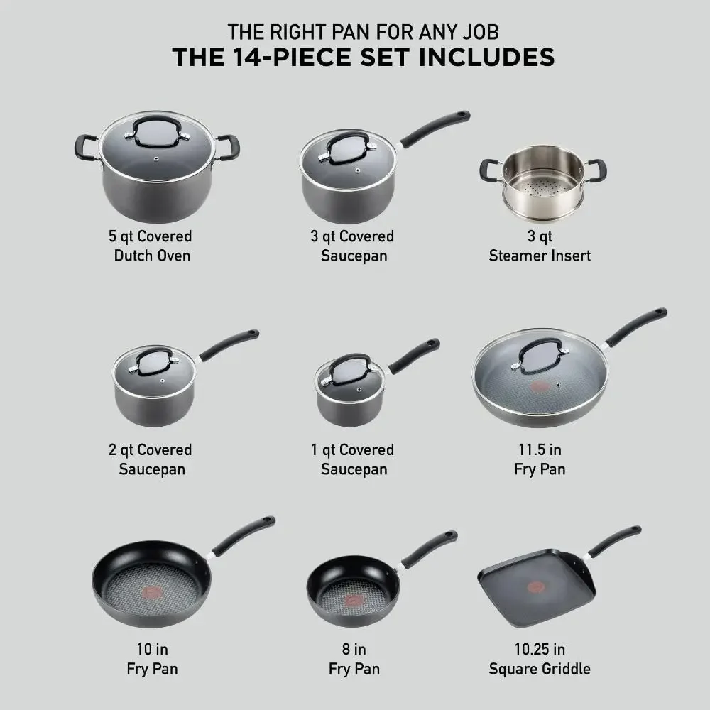 Anodized Nonstick Cookware Set, Oven 400f, Lid Safe 350f Pots And Pans, Dishwasher Safe Black