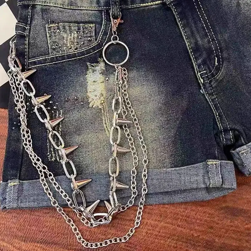 

Металлические многослойные брелки с крестообразными заклепками в стиле панк для мужчин и женщин, поясной брелок для ключей, кошелек, джинсы, брюки в стиле хип-хоп, пояс, ювелирные аксессуары