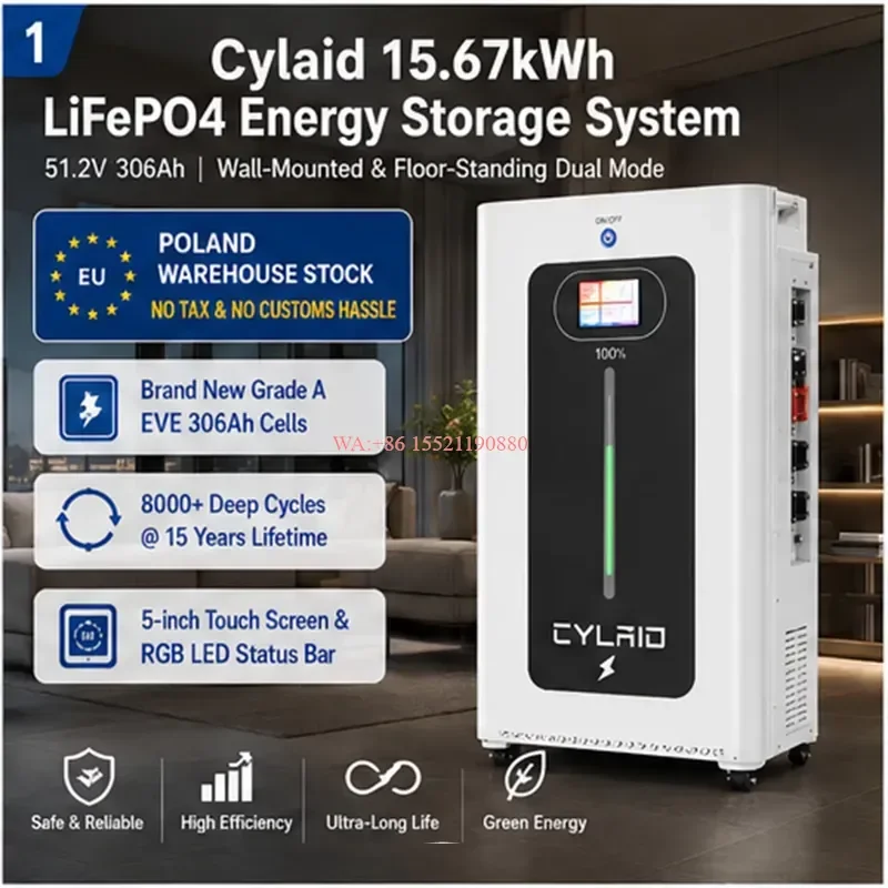 WMWMNU EU Stock 48V 51.2V 280Ah 300Ah 10kWh 15kWh LiFePO4 Home Battery Solar Power Energy Storage System Wall Mounted Battery