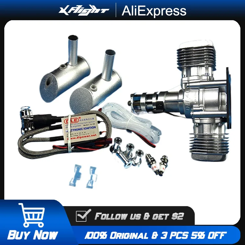 

DLE40 40CC Twin-Cylinder 2-Stroke Engine for RC Airplane - Side Exhaust & Hand Start, Natural Air-Cooled