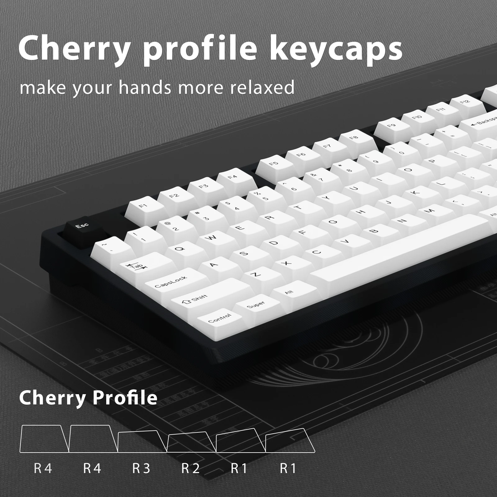 Imagem -03 - Kbdiy-gmk Box Keycap Perfil Cereja Double Shot Pbt Iso 7u Branco e Preto Keycaps Retro para Teclado Mecânico Gmk67 Interruptor mx