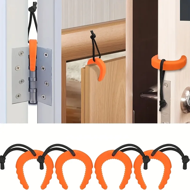 1-Pack Safety Door Stops | Anti-Clamping, Collision-Proof, TPU Material in Black/Orange