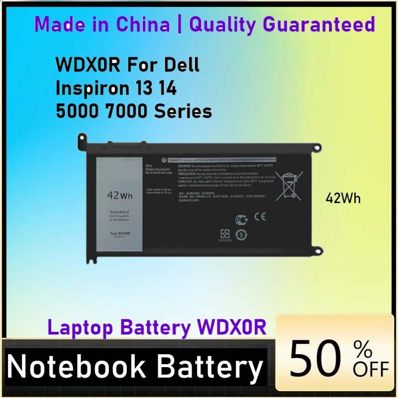 

42Wh WDX0R Laptop Battery For Dell Vostro 5468 5471 5568 Inspiron 13 5368 5378 5379 7368 5770 7460 7472 5567 5570 5579