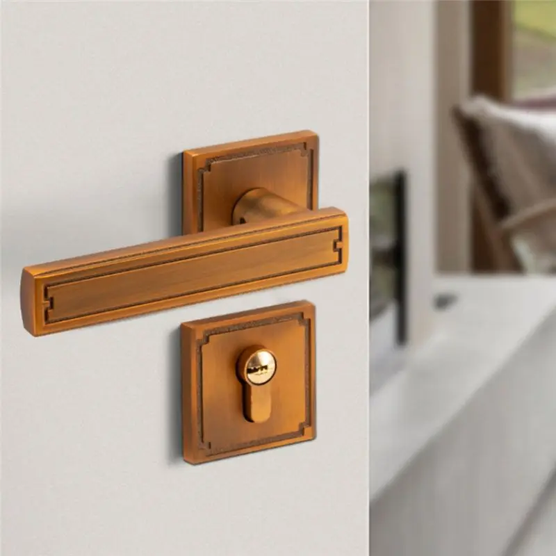 Chinese Style Door Lock, Wooden Door Handle, Split Silent Interior, Household, Bedroom, Retro Handle Lock New Cyan-Y41A