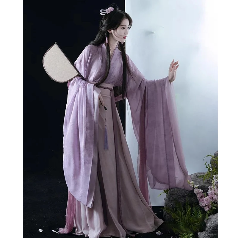 Hanfu women\'s 2024 new Wei Jinfeng ancient dress eight broken skirt purple ancient dress