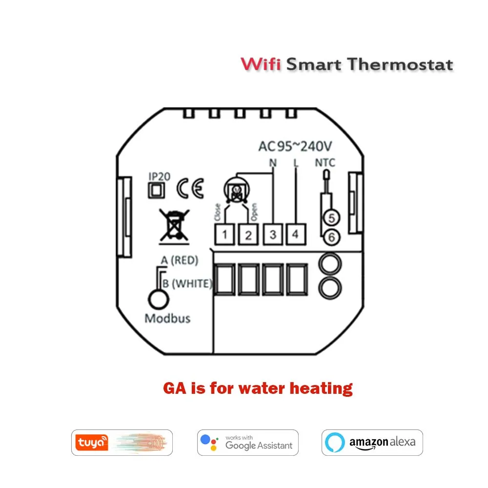 24VAC WiFi Smart Water Thermostat Temperature Controller Works with Alexa Google Home