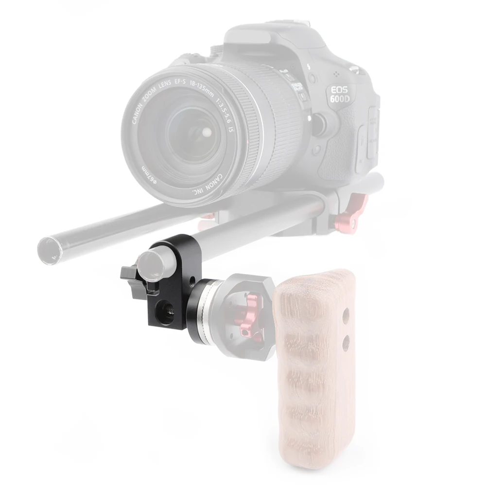 HDRIG 15mm Single Rod Clamp with ARRI Rosette Mount for Handle Shoulder Rig (Black Thumbscrew) For DSLR Camera Cage Handgrip