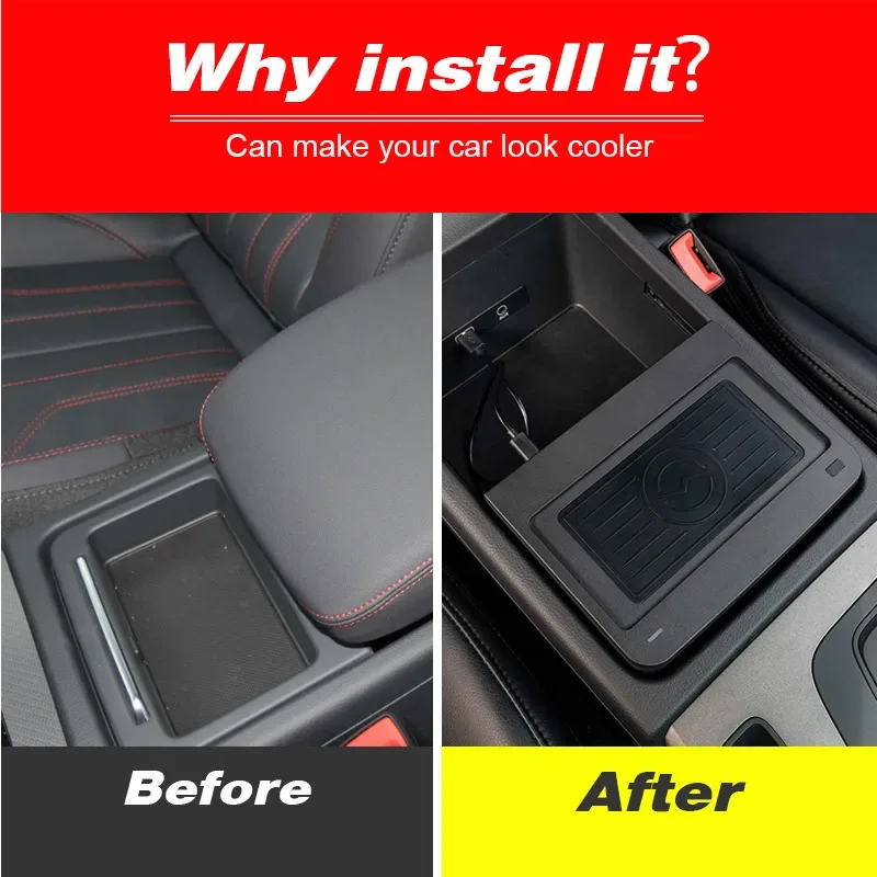 Pour Audi Q5 / Sportback (2018-2024) chargeur de voiture sans fil-adaptateur de panneau de téléphone portable à charge rapide | Accessoire de modification