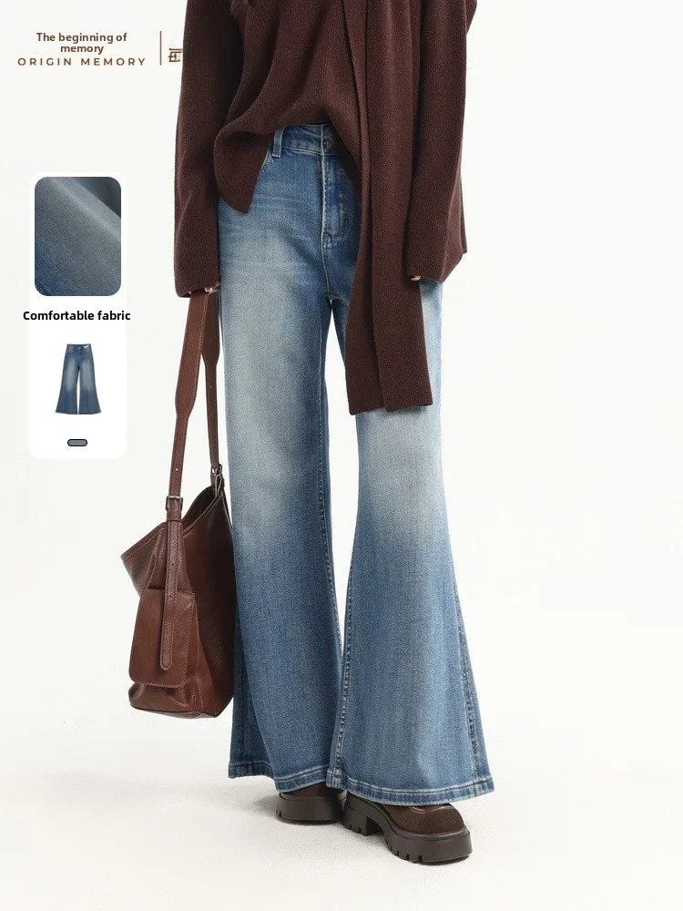 

Джинсы-колокольчики с высокой талией, повседневные джинсы с застежкой-молнией и подставкой средней длины, тонкие джинсовые весенне-осенние женские джинсы