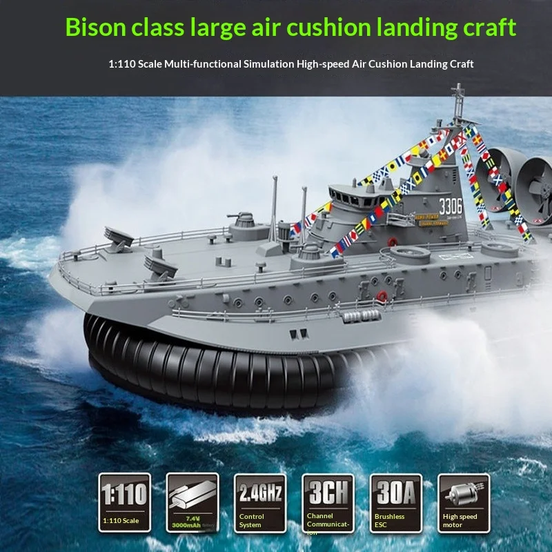 Pinecone Model Rc Hovercraft Zubr Class Lcac 1 110 Amphibious Landing Craft 2 4 Ghz 3Ch 30A Brushless Esc High Speed Motor