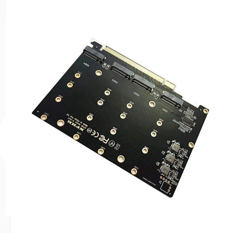 Pcie 4.0 X16 Hard Drive Adapter Card 4 Nvme M.2 SSD Array Card Multifunctional Convenient VROC Slot Card Adapter Easy Install