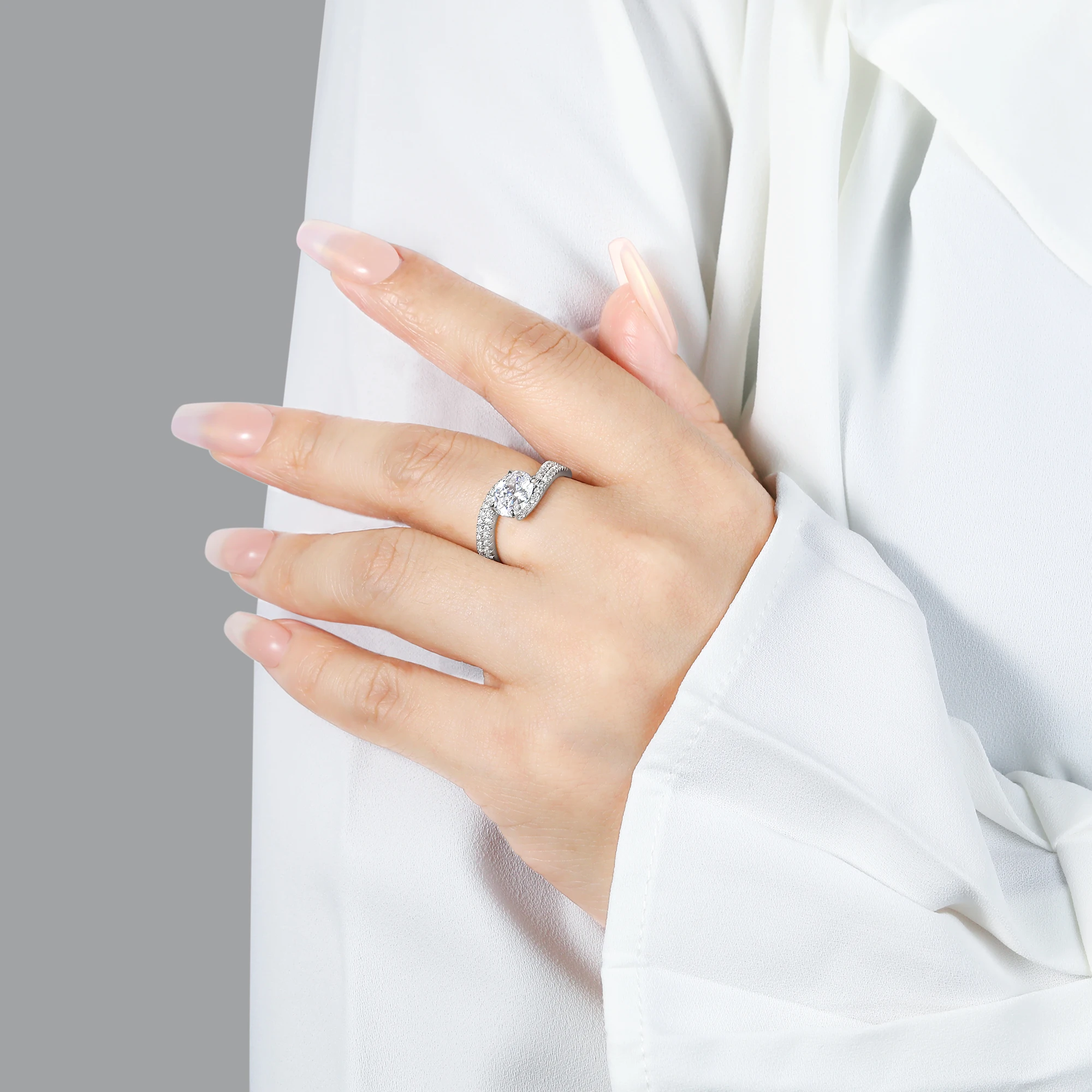 New Arrival Fine Ring Jewelry 925 Sterling Silver Oval Cut Zircon Stone Ring Set Original Design Fashion Finger Rings