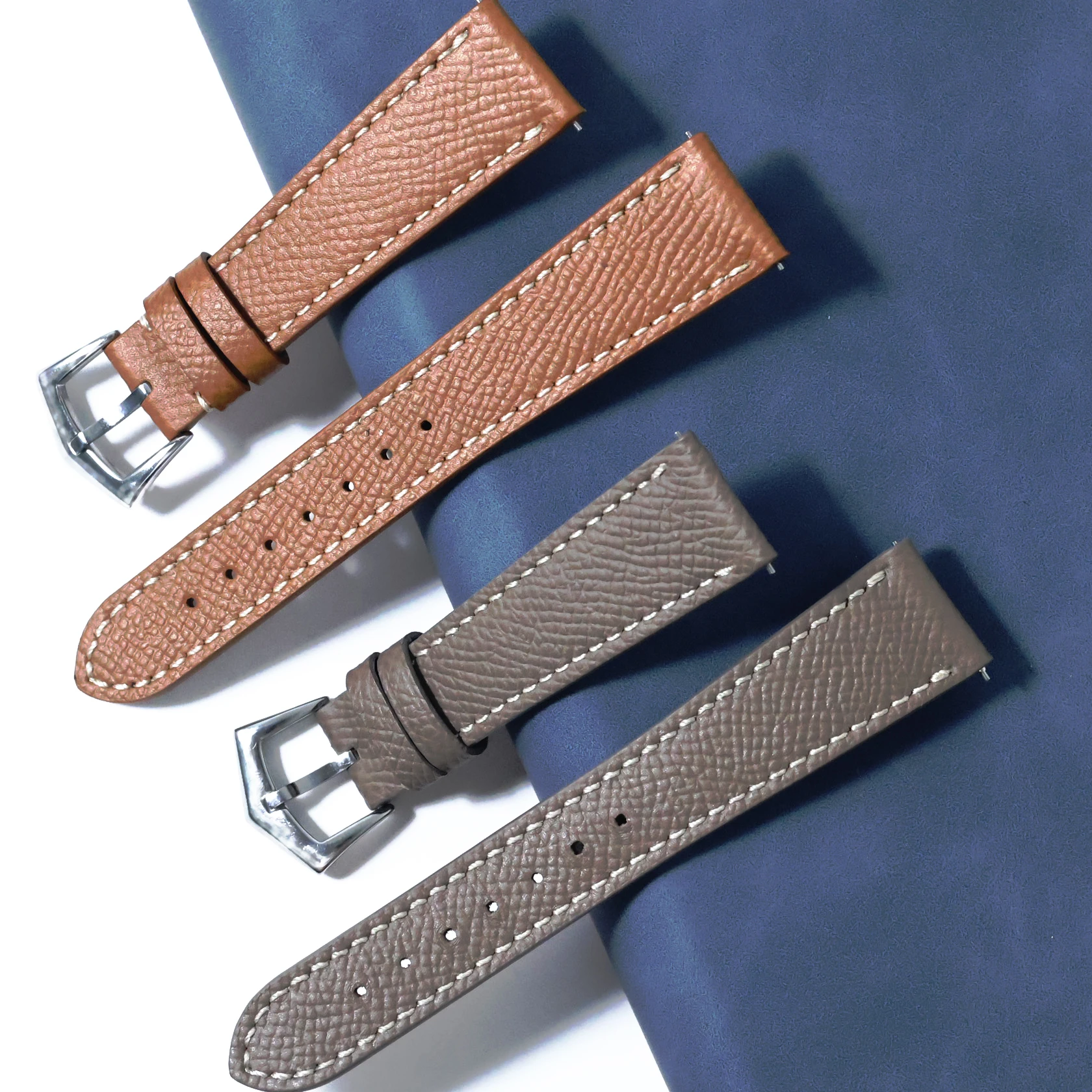 Father's Day Gift Epsom Leather Watch Strap For Cartier Santos TANK Dumont Watch Band with Patek Philippe Original Pin Buckle