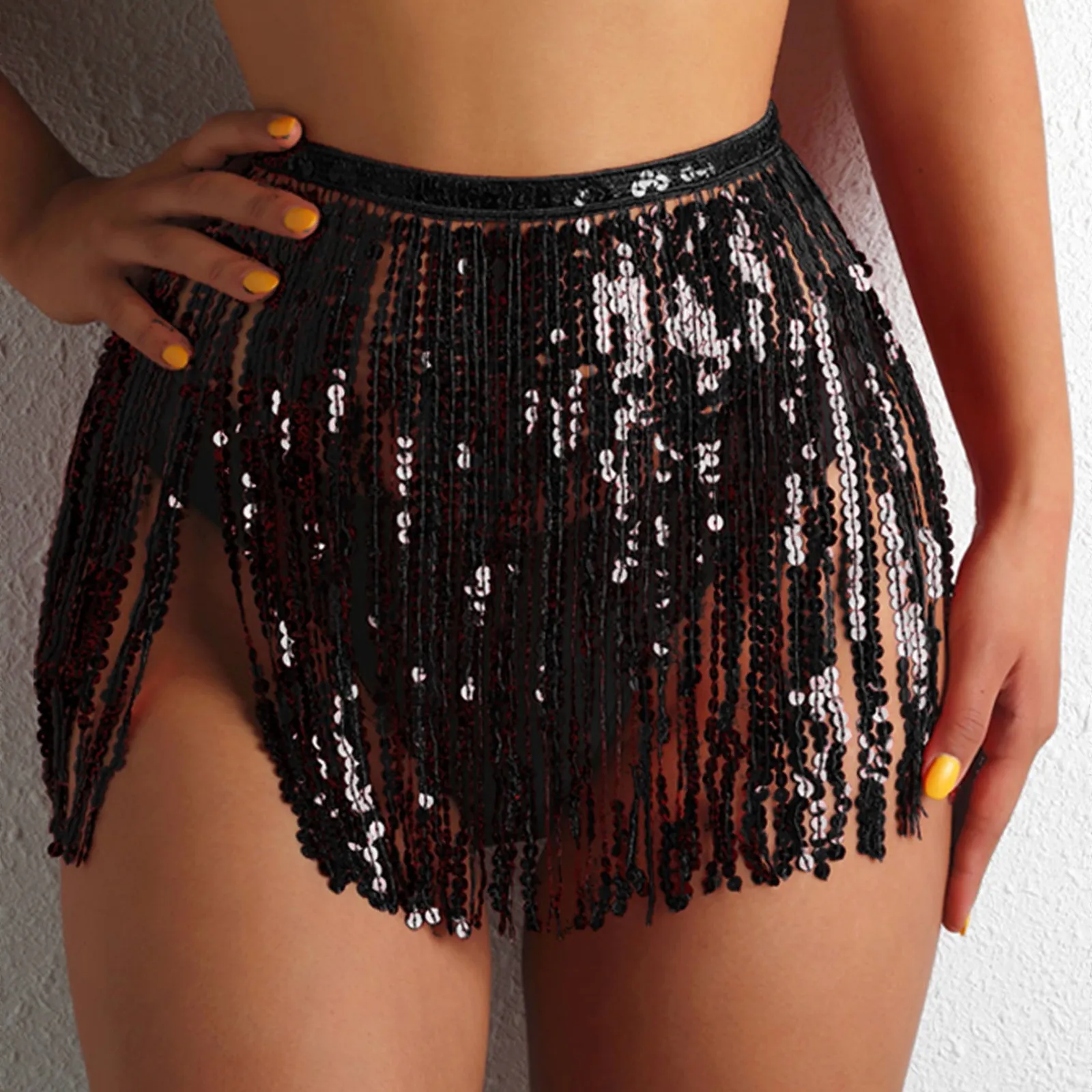 Kobiety Sexy Sequin Fringe Cover Up Skirt Beach Wrap Bikini Shiny Wraps Cover Ups For Swimwear Stroje kąpielowe dla kobiet Stroje kąpielowe Cover Ups Bottoms