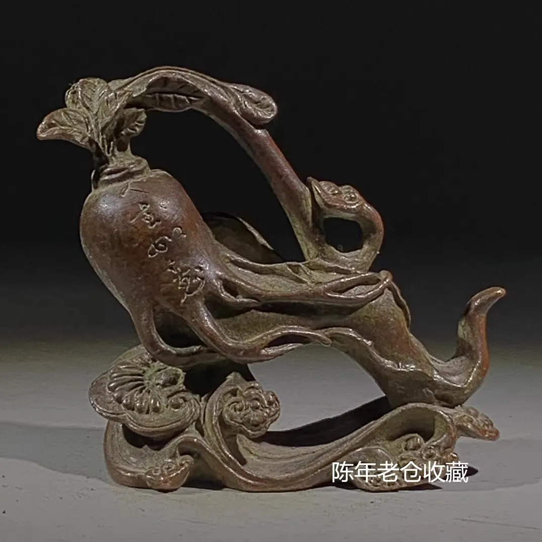 Solid Brass Ginseng Ruyi Statue Ornament Pure Copper Birthday Gift Blessing Longevity Model Statue