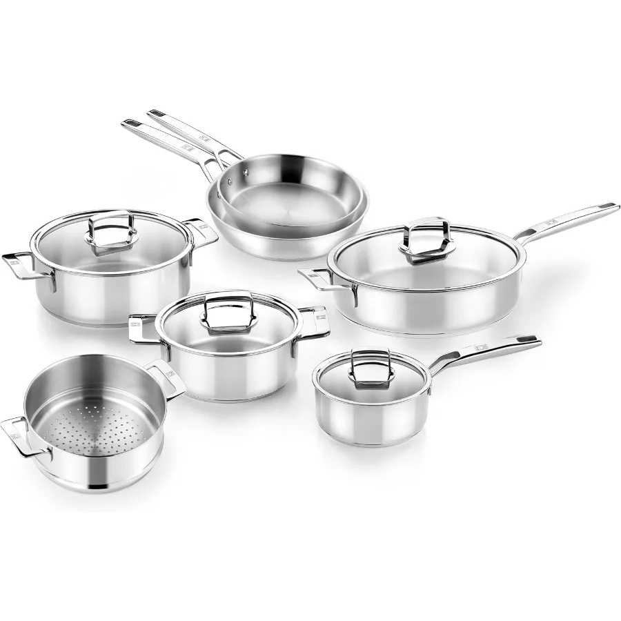 

COOKWARE Signature, набор посуды из 12 предметов, профессиональный набор кухонных принадлежностей из нержавеющей стали для домашнего и ресторана, в комплект входит 2 Po