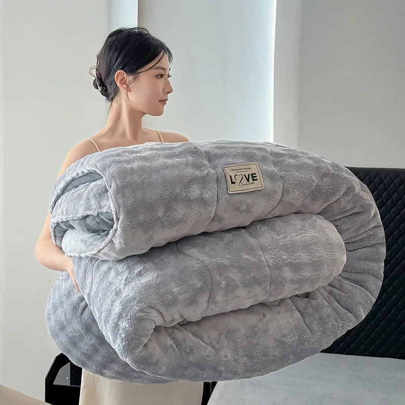

2024 new thickened rabbit velvet milk velvet quilt spring and autumn winter warm quilt student dormitory single double quilt