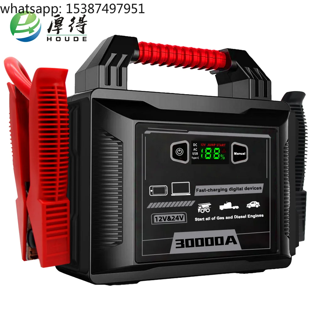 Truck Jump Starter Heavy Duty 30000A 15000A 12V/24V Portable Lithium Battery Jumper Battery Booster Pack for Semi Truck Class 8