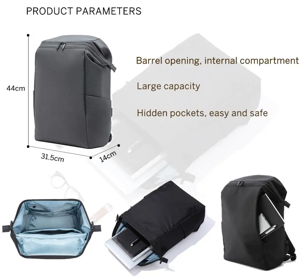 Original Xiaomi 90 Fun ข้ามชาติ City ธุรกิจกระเป๋าเดินทางกระเป๋าเป้สะพายหลังกันน้ำกระเป๋าเป้สะพายหลังชายกระเป๋าคอมพิวเตอร์สำหรับวัยรุ่น