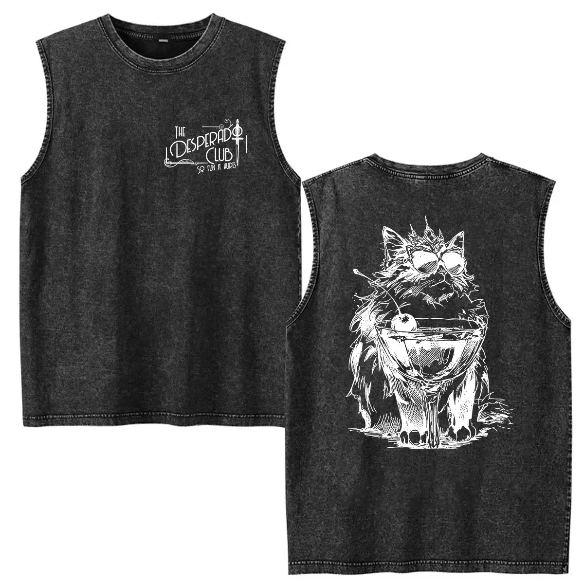Vintage Washed Vest Dungeon Crawler Carl T-Shirts Men Women Princess Donut Oversized Tank Top T Shirt Harajuku Clothing T-shirt