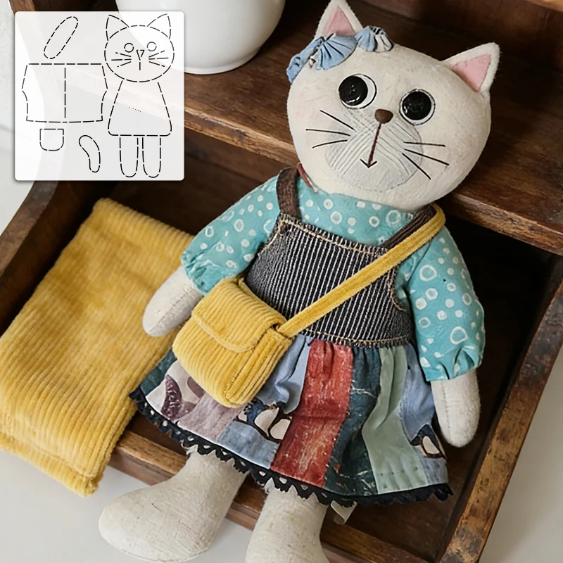 YOMDID 1pc Handmade DIY Tracing Pattern for Patchwork Templates, Black Cat Ornament Template Ruler DIY Kit for Sewing Templates