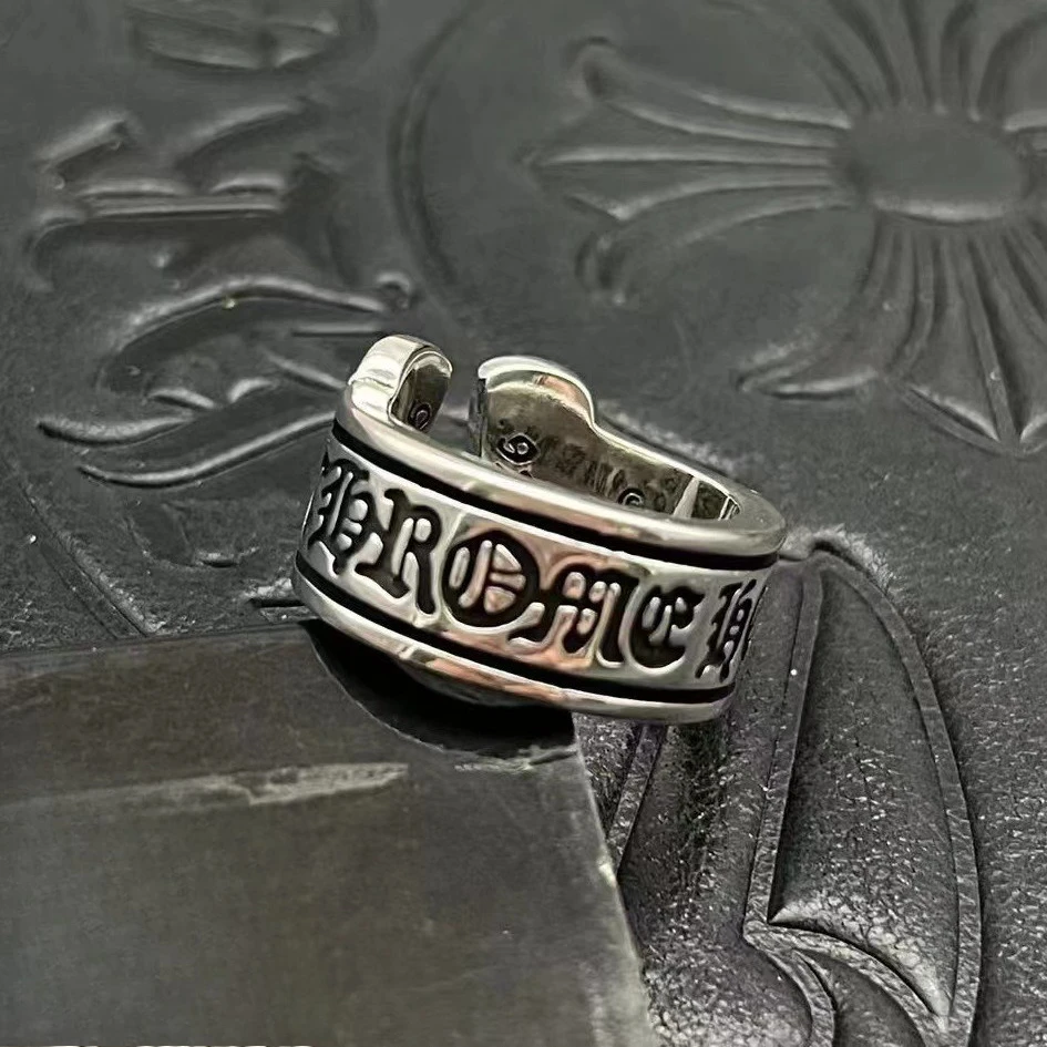 

S925 sterling silver open scroll ring retro men medieval niche high sense punk hip hop old