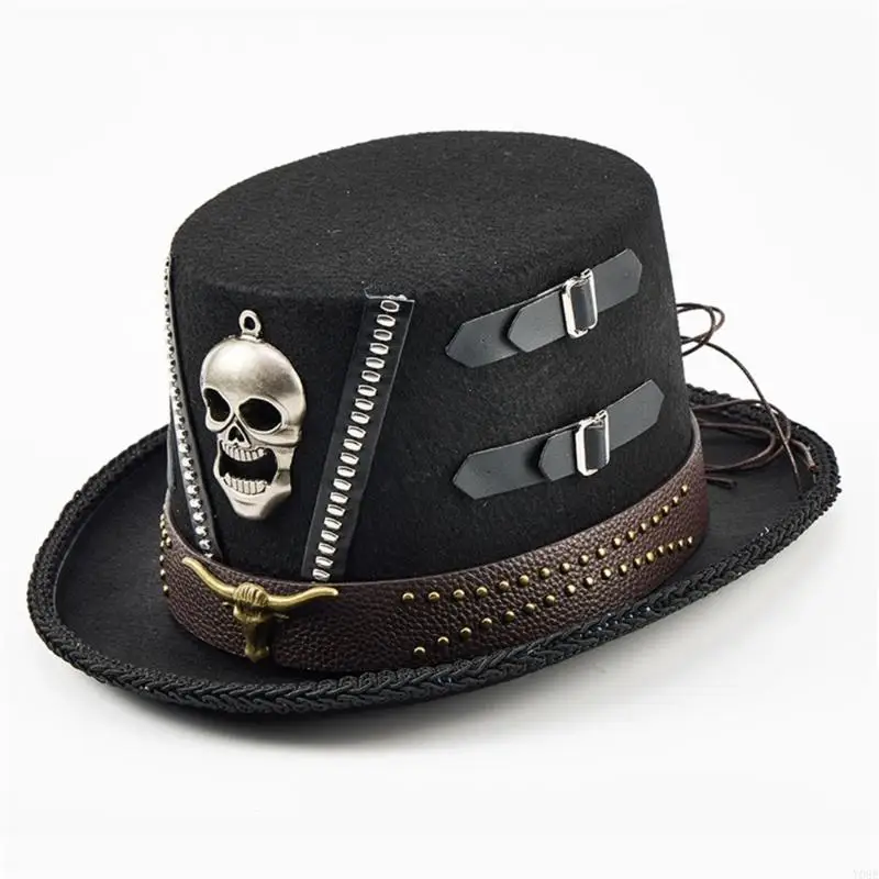 Einzigartiger Steampunk-Hut mit Totenkopf-Design, Unisex-Modehut für Cosplay und Halloween Y08E – Detail 4