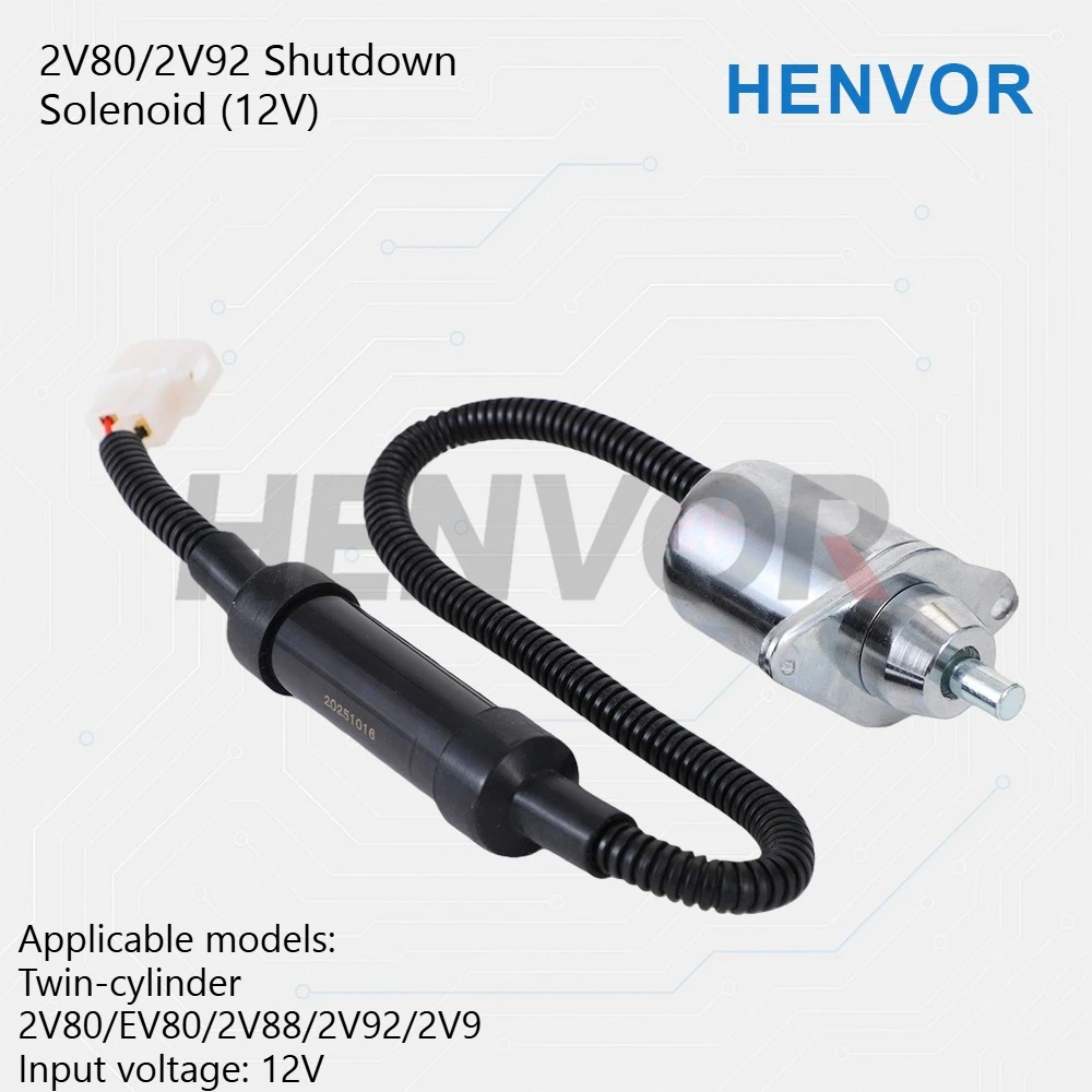 Shutdown Electromagnet Solenoid Valve Switch for Double Cylinder Diesel Engine Generator 2V80 2V92 2V95 2L92F